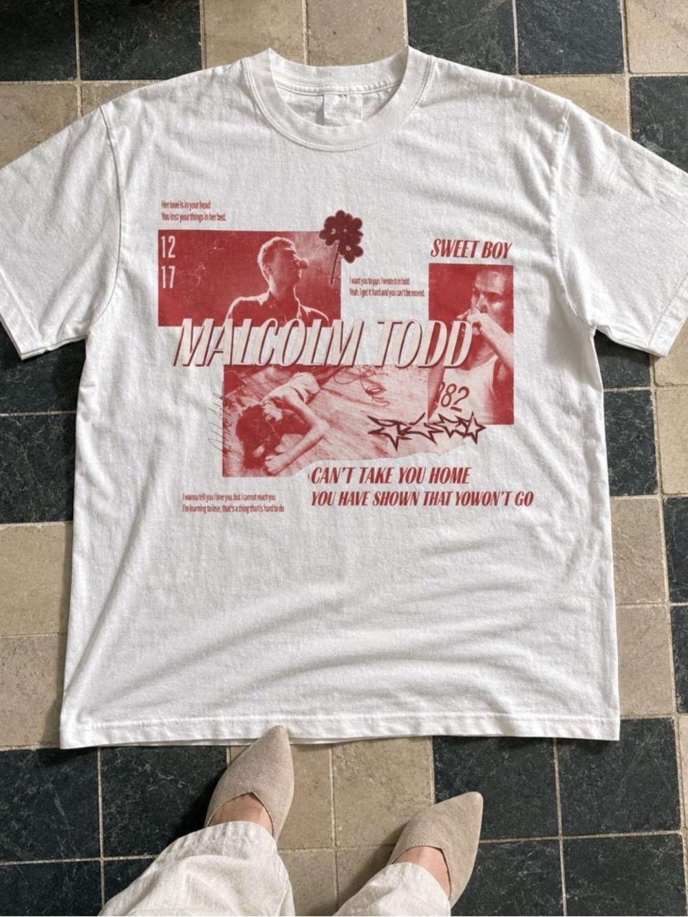 Gildan White Short-Sleeve Tee with Red Graphic